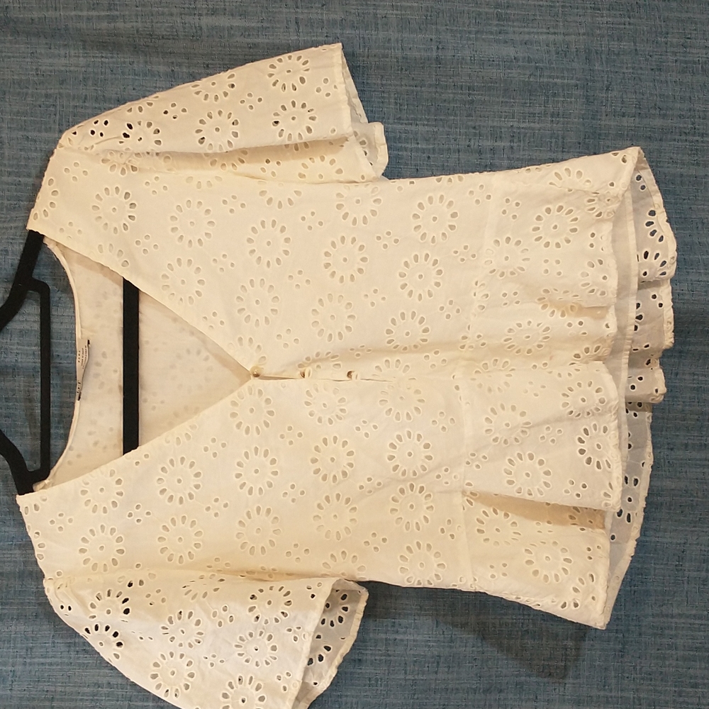 Zara TRF cotton flowered cutout top size small